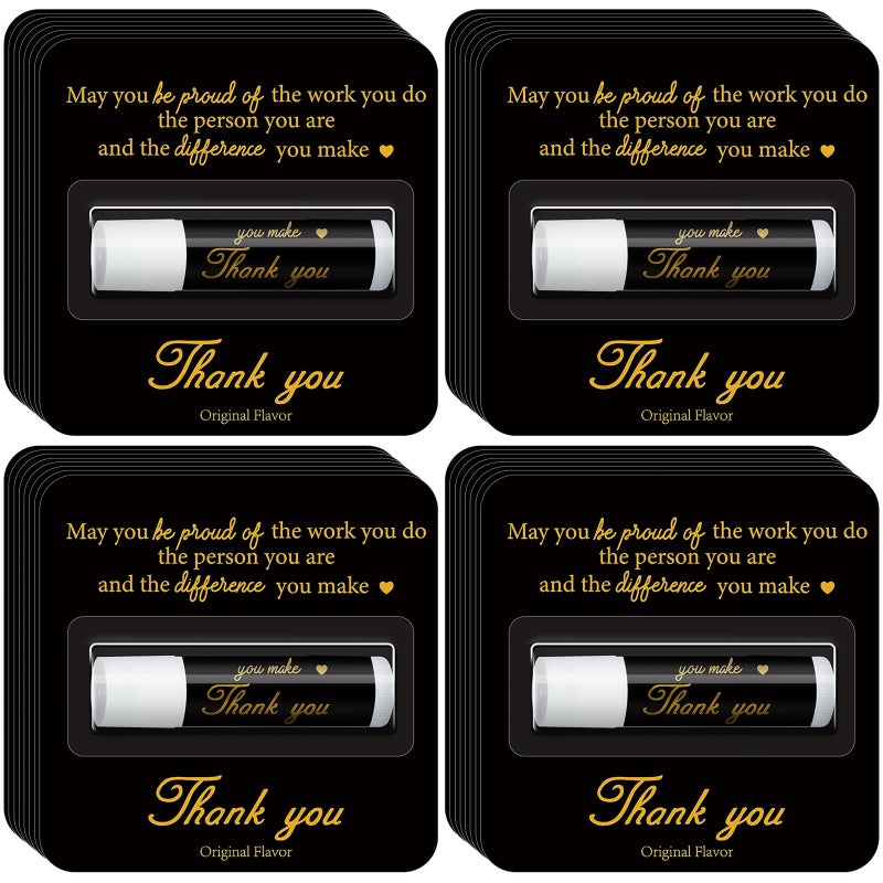 Sacubee 30 Pack Christmas Employee Appreciation Gift Lip Balms Bulk Staff Teacher Team Volunteer Thank You Gift Thanksgiving Christmas Appreciation Party Favor for Women MenCoolBlack Gold